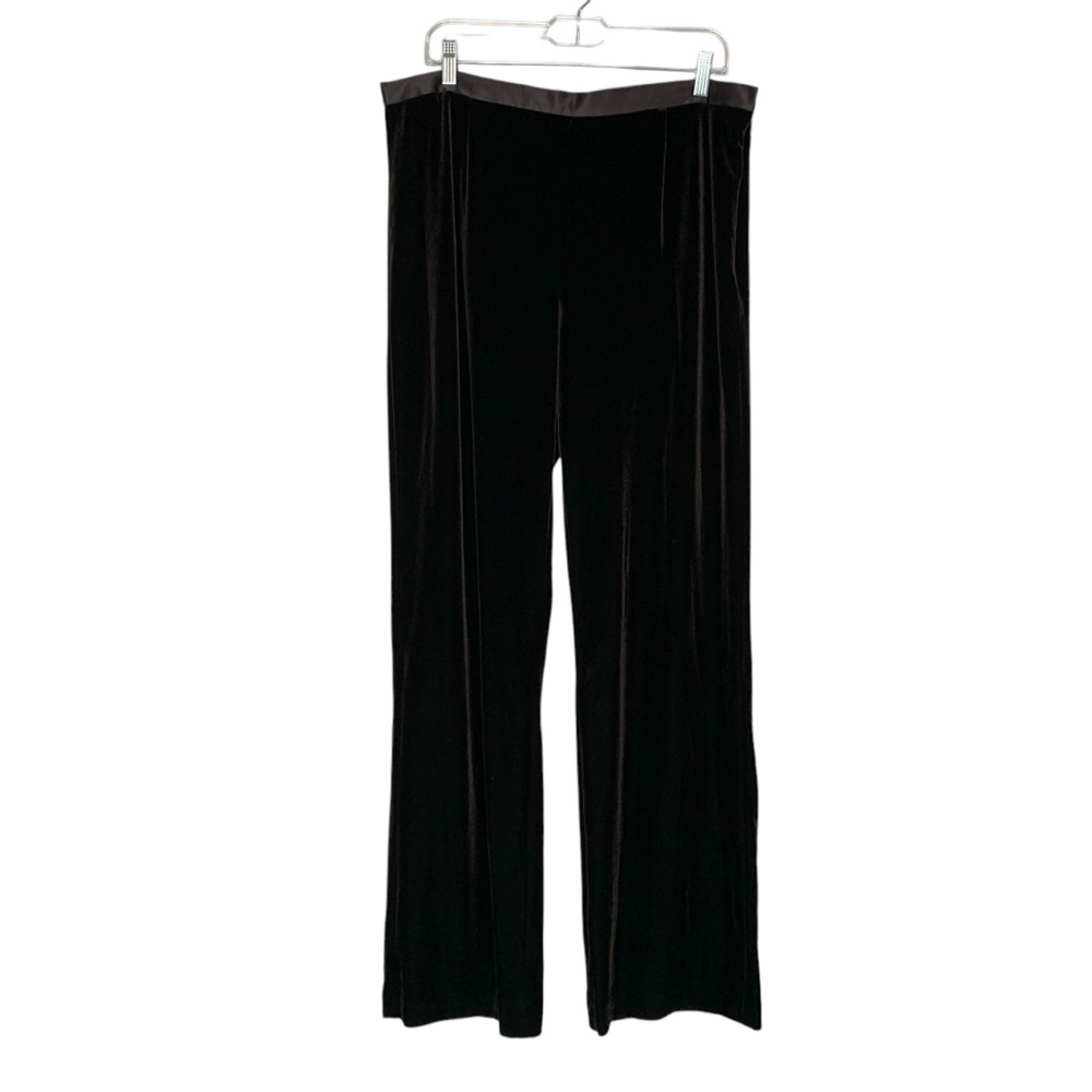 JS Collections brown velvet trouser‎ dress pants waist trimmed in satin. Size 16